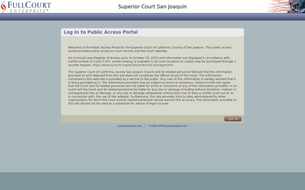 Lodi people search on San Joaquin Superior Court portal