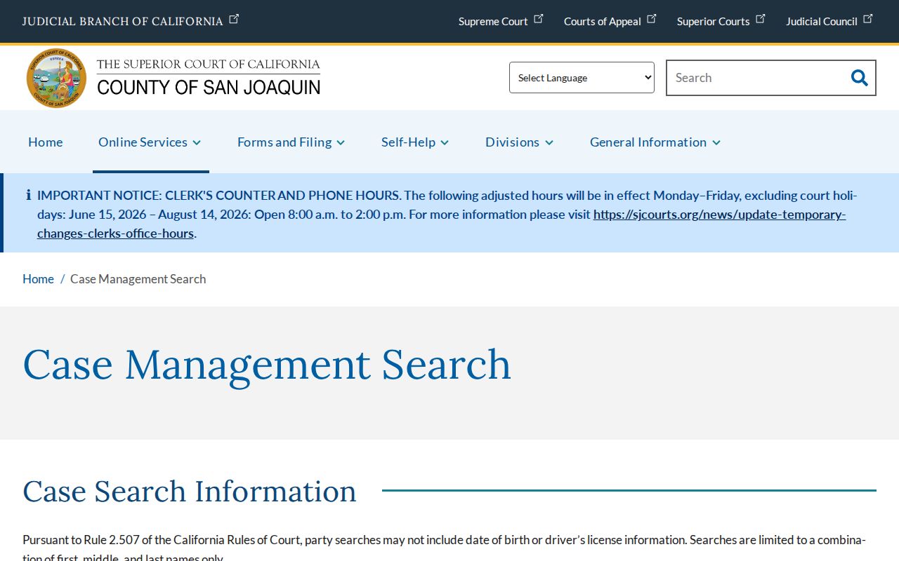 Lodi people search rules for San Joaquin court cases